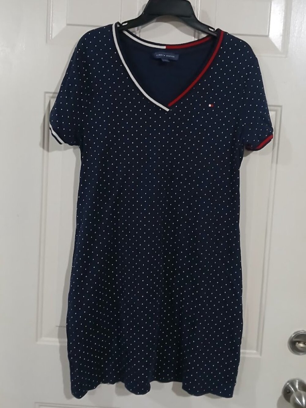 Tommy Hilfiger Polka Dot Shirt Dress Navy Blue polka Dot Multi Sz XL